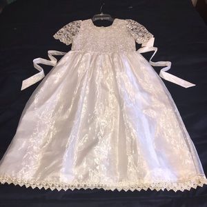 NWT Girls White Formal W/Lace Overlay Sz 10